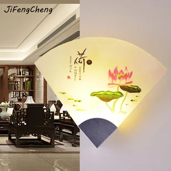 

Chinese Style Vintage Wall Lamp 110v -220v Ancient Painting Fan Home Decoration Loft Home Lighting Wall Mounted Bedside Lamps
