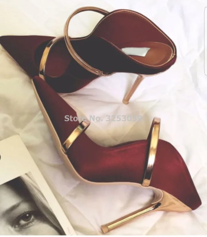 ALMUDENA Lady Fabulous Purple Gold Pointed Toe High Heel Pumps Slip-On Special Shallow Cut Straps Party Shoes Designer Slippers