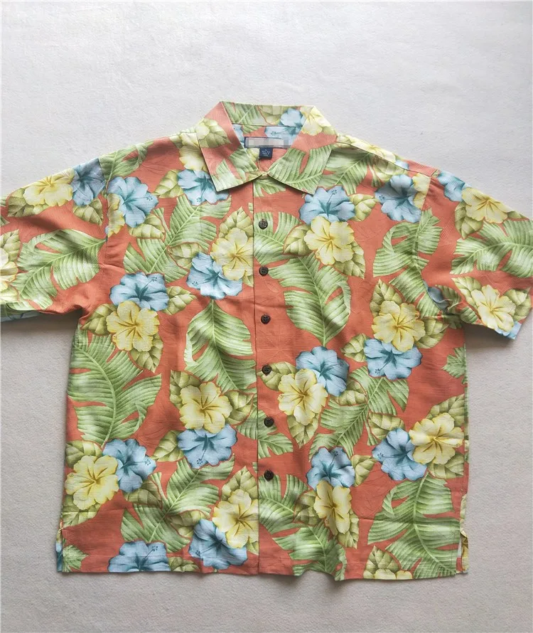 Шорты с цветочным принтом для мужчин шелк короткий рукав плюс размеры рубашка Летние Гавайские пляжные повседневное