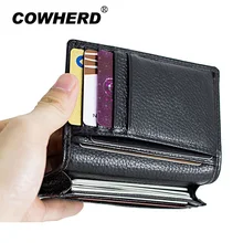 Минималистичный первый слой натуральной воловьей кожи ID держатель для карт мужской чехол для кредитных карт кожаный кошелек для визиток