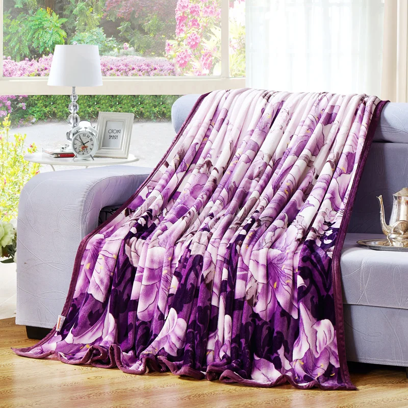 

Baihe flower bedspread blanket 200x230cm High Density Super Soft Flannel Blanket to on for the sofa/Bed/Car Portable Plaids