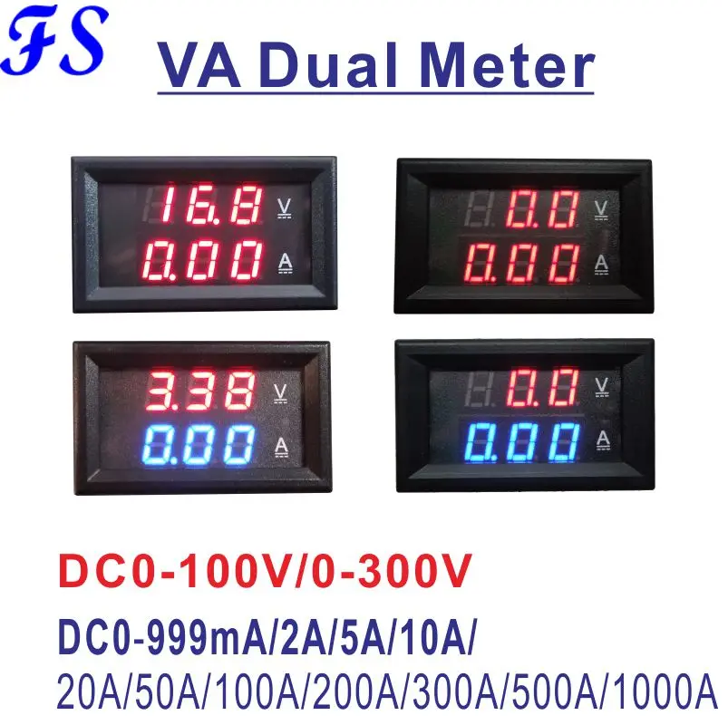 

YB27VA DC 0-100V 300V Voltage Ammeter LED Volt Amp Panel Meter DC Voltmeter Current Meter DC 10A 20A 50A 100A 200A 500A 1000A