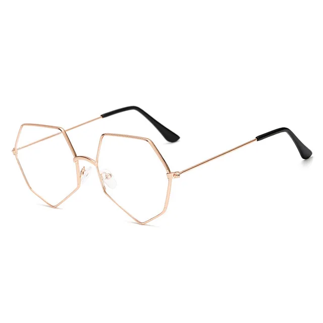 Iboode Ретро полигоновые металлические простые очки, оправа для женщин и мужчин, прозрачные линзы, оптические очки, крутые очки для близорукости, оправа для женщин и мужчин - Цвет оправы: Gold