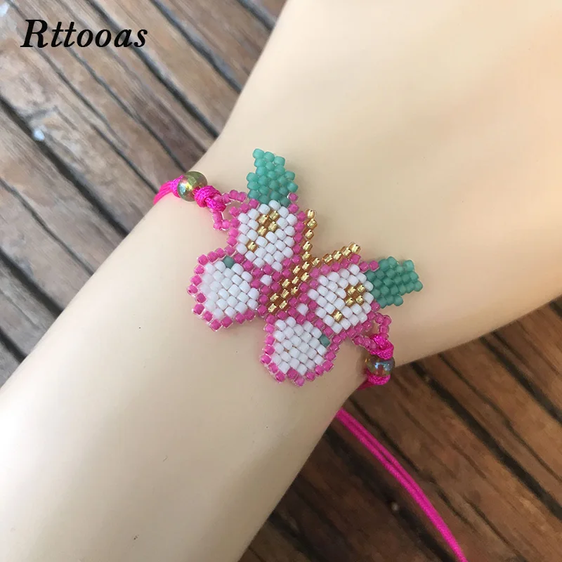 

Rttooas Fashion Bracelets Women Charm Chain & Link Bracelet Mexican Handwoven Seed Beads Loom Butterfly Pattern Bangles Jewelry