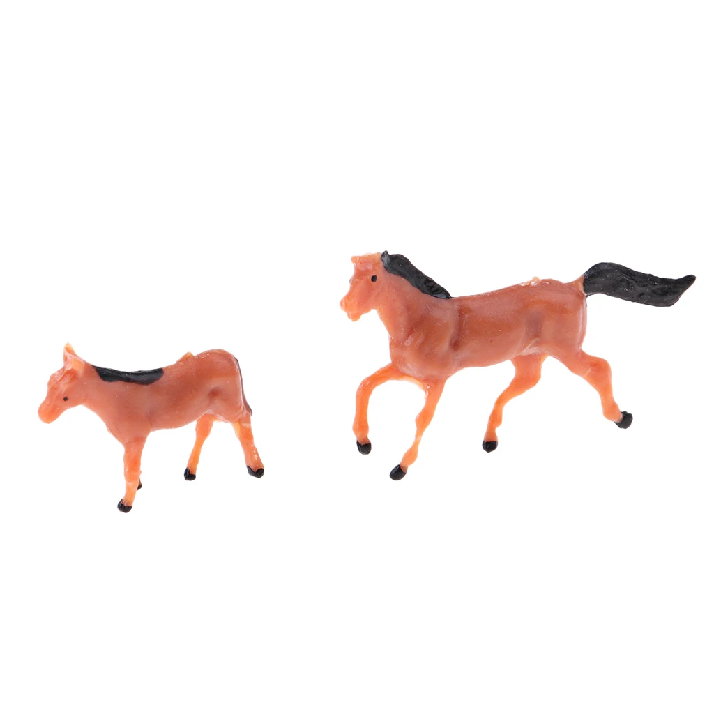 20Pcs 1/87 HO Scale Horses Model Painted Animal Figure for Miniature Model Train Layout Farm Zoo Wild Animal Park