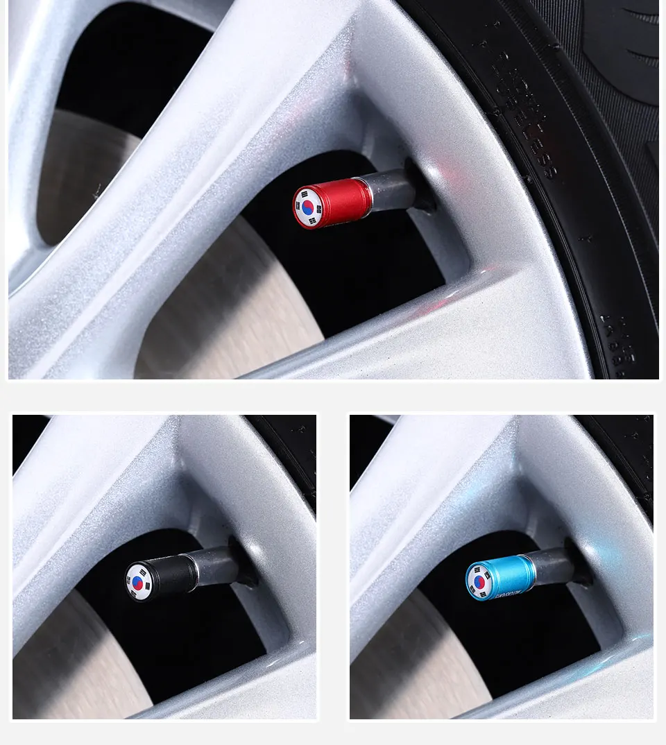 Корея Флаг шины для легковых автомобилей воздушный клапан пылезащитные заглушки клапан для шины колпачки для колес Стикеры для колеса шины колпачки для bmw audi toyota Ford Honda Volvo Opel Dodge