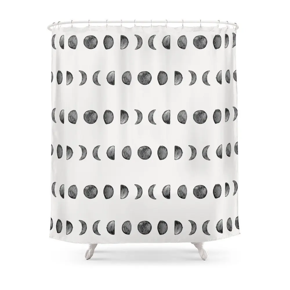 

Moon Phases Shower Curtain Polyester Fabric Bathroom Home Decoration Waterproof Print Shower Curtains with Hooks