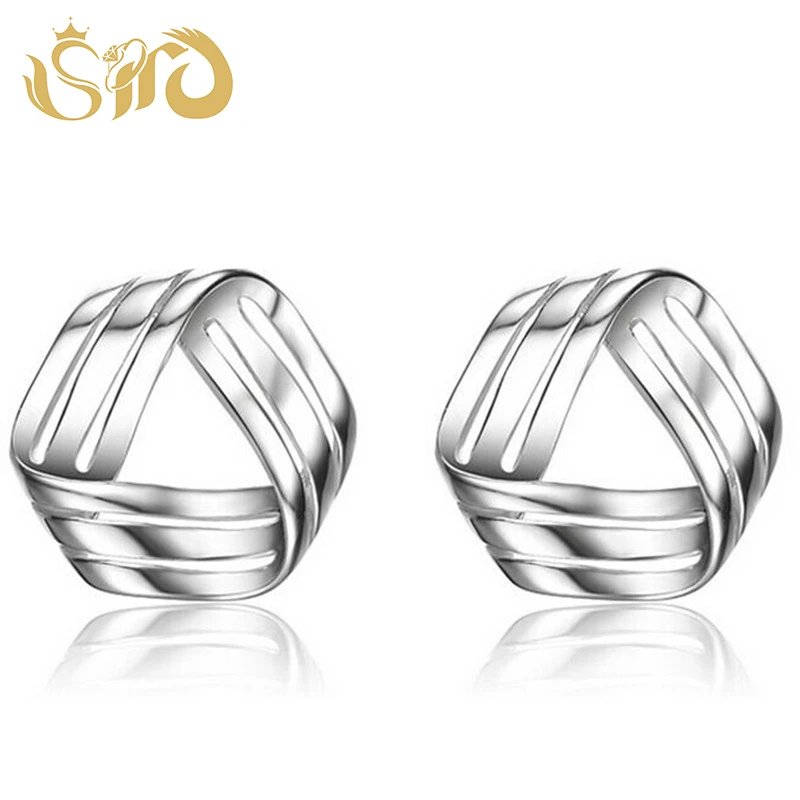 

Three Wire Twisted Intersection Silver Earrings for Women Summer Style