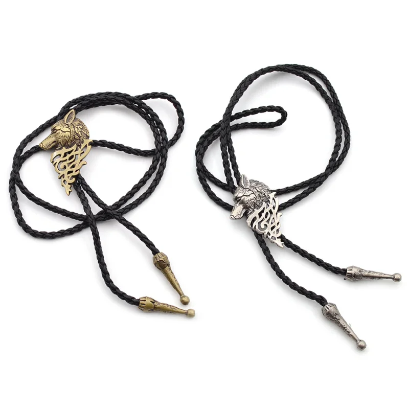 

Vintage Gothic Punk Style Metal Wolf Head Synthetic Leather Bolo Tie Party Shirt Men Bola Tie Neck Tie Accessories