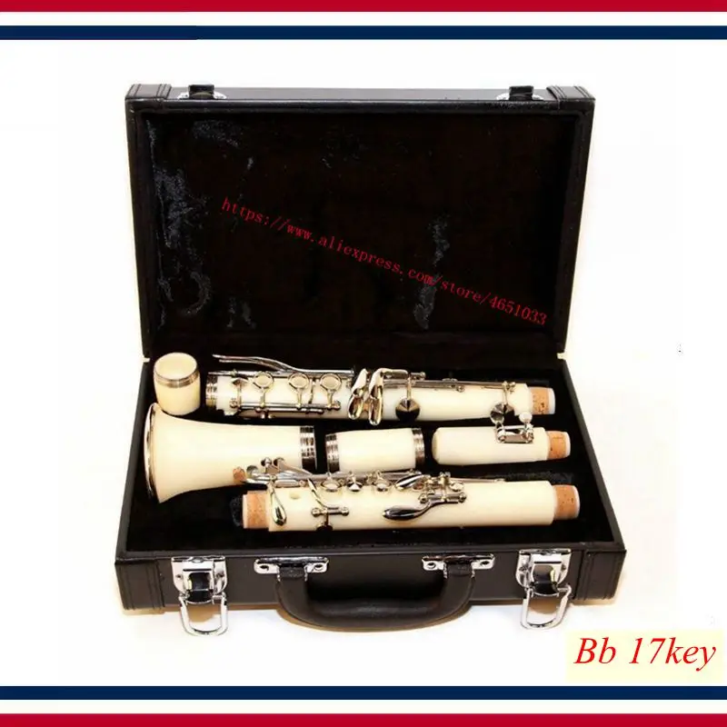 

Clarinet NEW 17 Key of Bb White Student Band Clarinet B Flat WHITE with Deluxe Case