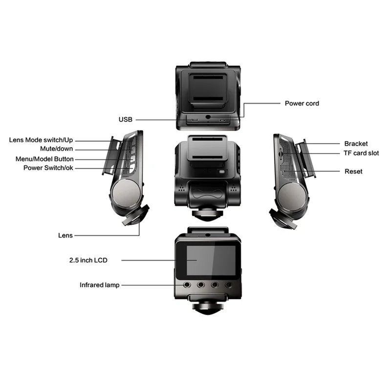 WI FI регистраторы 1080 P 360 градусов панорамный автомобиля Камера HD