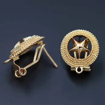 

Earrings Post with Loop Hanger Filigree Circle Star DIY Retro Metal Clip Stud Earrings Jewelry Findings 17mm 10 Pairs