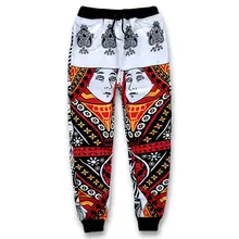 Забавные Jogger брюки для мужчин игральные карты Q queen Poker Face 3D принт брюки бандана Пейсли хип хоп Стиль повседневные длинные спортивные брюки