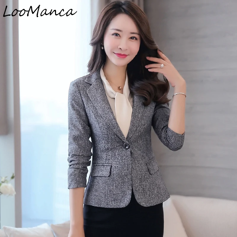Spring Autumn Women Slim Blazer Coat 2017 Plus Size Casual