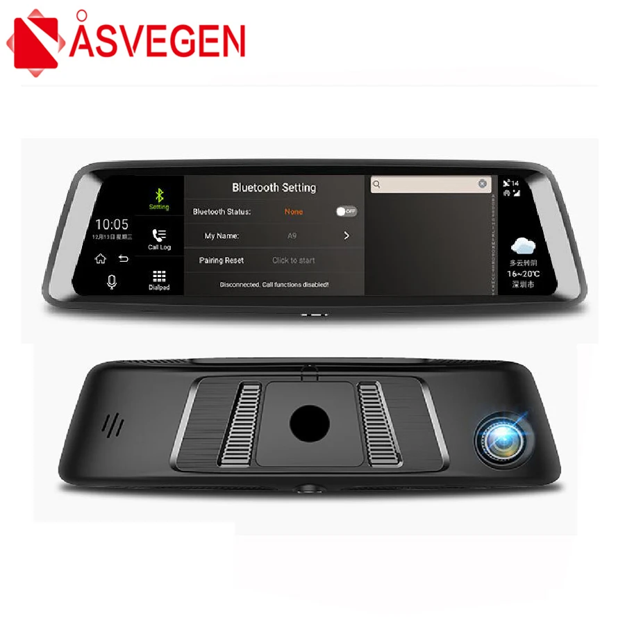 Зеркало-видеорегистратор Asvegen 9 88 дюйма IPS ADAS 1080P Android |