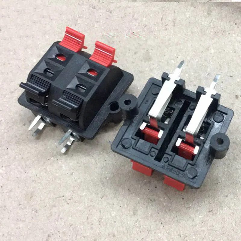 

Wholesale 2pcs 4PIN PUSH Red and Black Spring Push Type Speaker Cable wire Loudspeaker Audio Terminal Board Connector wp4-3