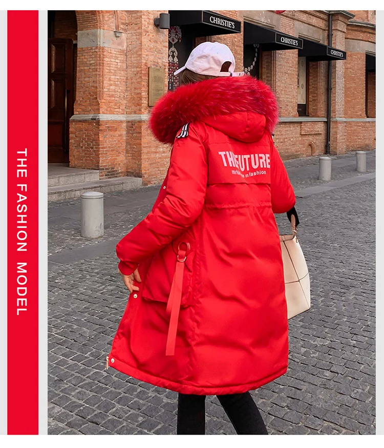 Модная куртка Женская Большая Меховая теплая парка с капюшоном био пух парка пальто Высокое качество Женская новая зимняя коллекция