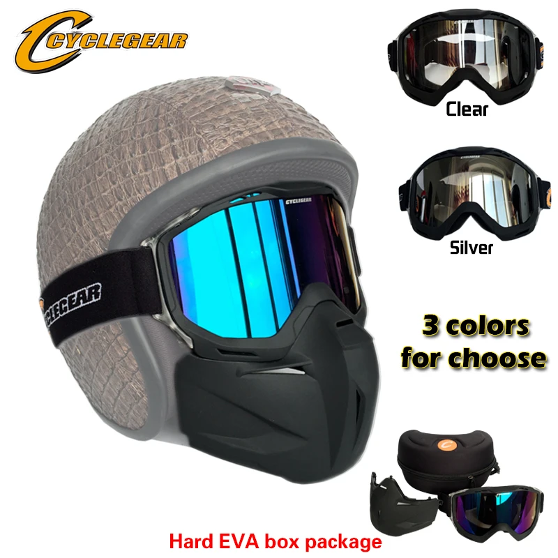 2016 Detachable Cyclegear Goggles Mask Fitting Open Face Motorcycle