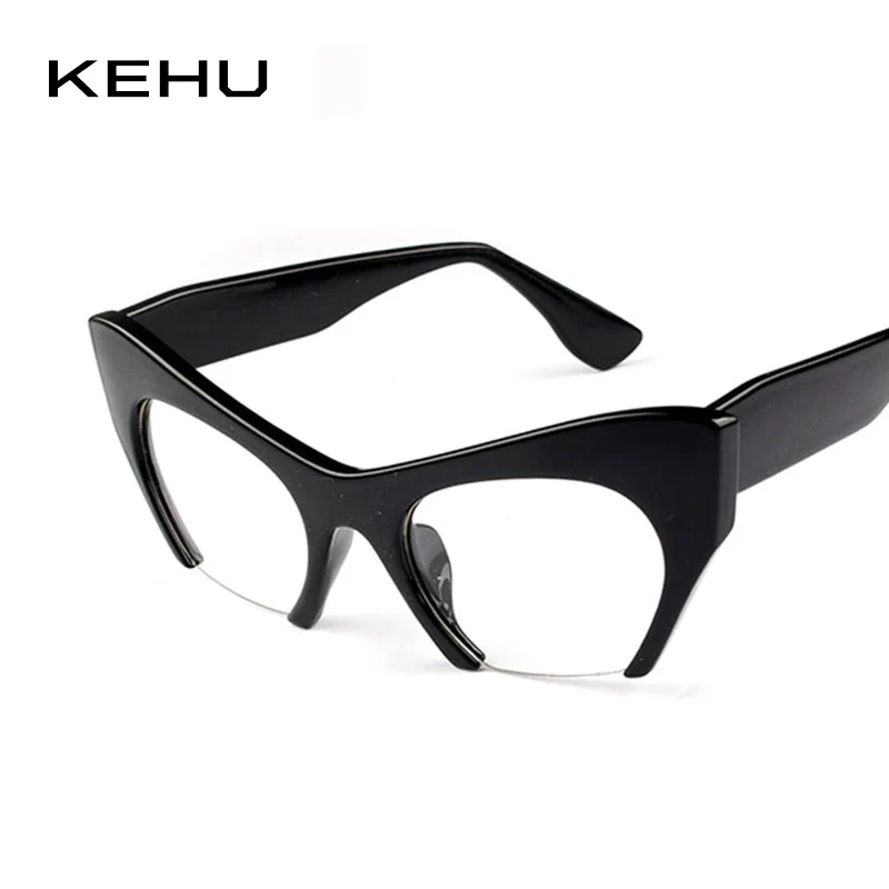 

KEHU New Women Semi-Rimless Goggles Anti Fatigue Radiation resistant Cat Eye Glasses Frame Eyeglasses vintage Cat Eye Sunglasses