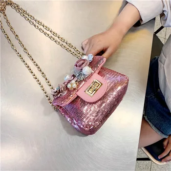 

Little Girl Colorful Flower Sequins Casual Vacation Simple Crossbody Bag Fashion Bag Cute Streetwear Bags 2019