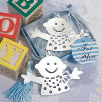 

12PCS Lovely Baby Design Bookmark in Blue Gift Box For Baby Boy Shower Favors Birthday Party Giveaways