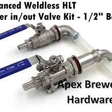 Расширенный бесшовных HLT воды в/out Клапан комплект, 1/" трубки, 1/2" шланга, HOT щелока части, пивные Аппаратные средства