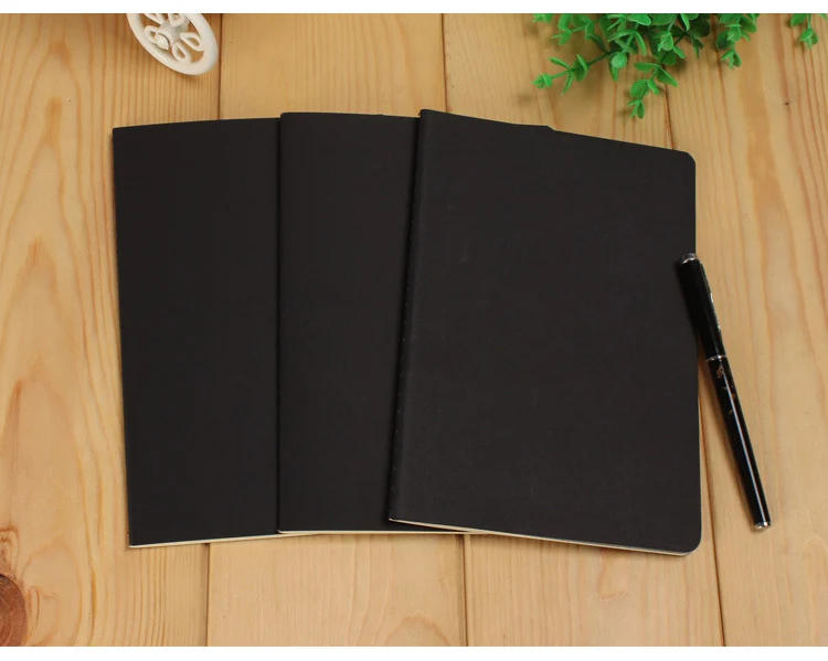 A5 B5 Black Notebook Stationery Blank Inner Paper Planner Sketchbook Vintage Diary Book Graffiti School Office Supply Papelaria