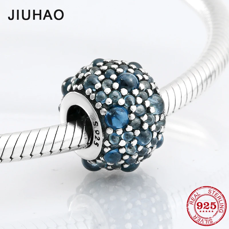 

2018 fashion 925 Sterling Silver Light blue grape shape zircon beads Fit Original Pandora Charm Bracelet Jewelry making