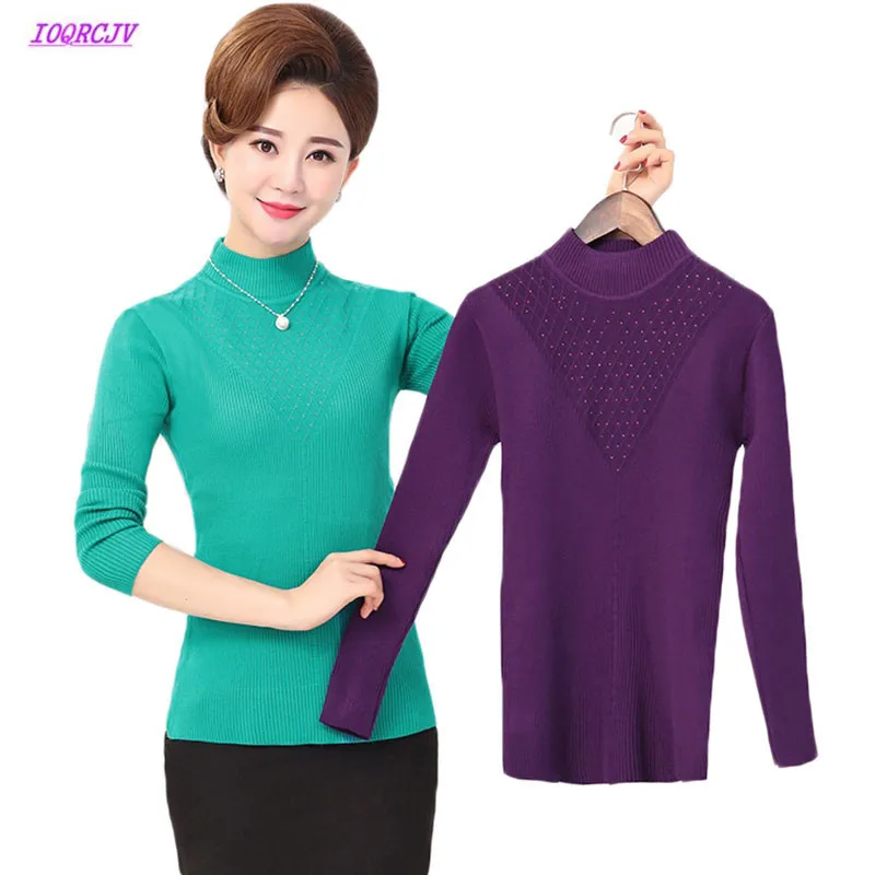 

Autumn Winter Middle-aged Women's Turtleneck Sweater Mother Clothing Bottoming Shirt Leisure Pullover Sweaters One Size W151