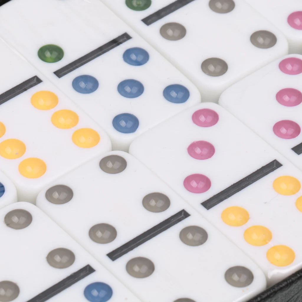 Double Six Dominoes Set of 28 Vintage Domino Travel Family Game Toy White Colorful Traditional Domino Set Classic Toy Kid Gift
