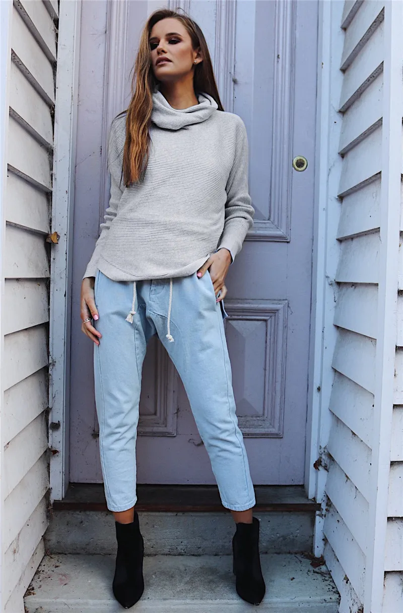 Vintage Turtleneck Sweater Women Knitting Irregular Pullover Winter Long Sleeve Knitted Sweater Jumper Casual Pull Femme 201702