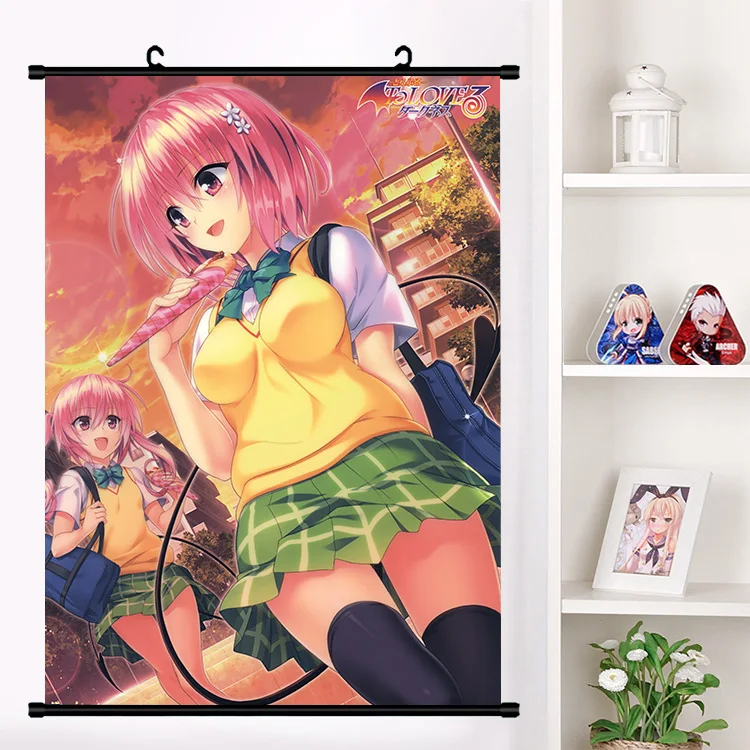 

Cute Anime To LOVE Ru Eve Yuuki Mikan Darkness Kotegawa Yui Momo Kujou Rin Wall Scroll Poster Wall Hanging Poster Home Decor