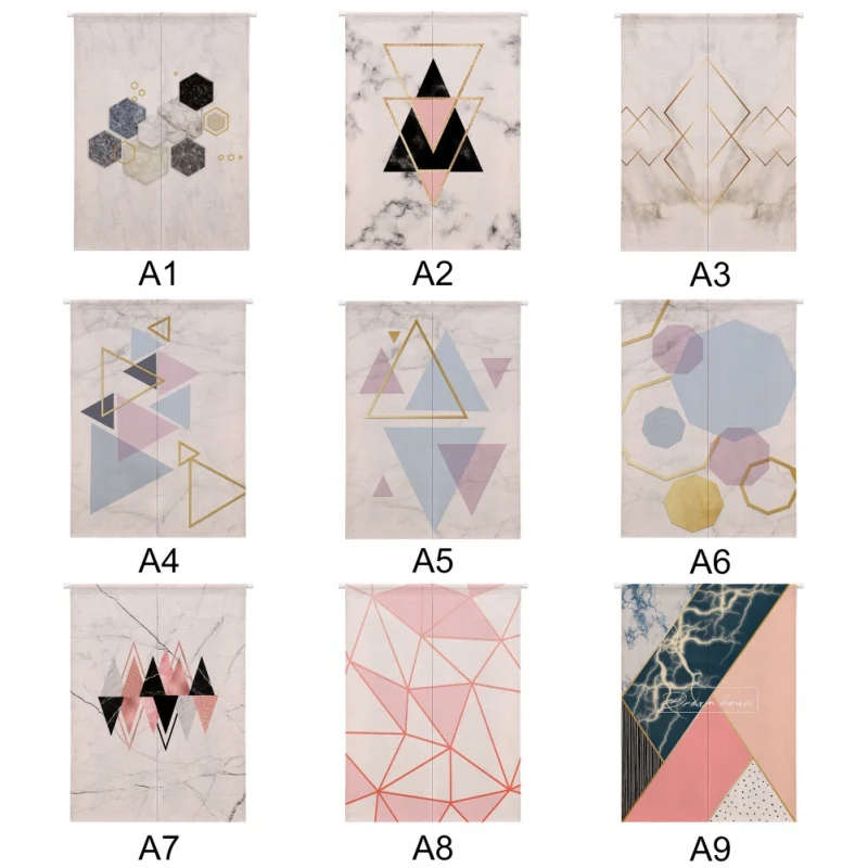 Marble Grain Geometric Printed Doorway Curtain Cotton Linen Decor Curtain Hanging Tapestry Screens Exclusive Pattern Printed