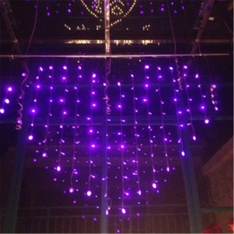 Limited  Pink/Purple Romantic Heart LED Wedding Curtain Lights Christmas Window Decorations for Home/Room/Sh