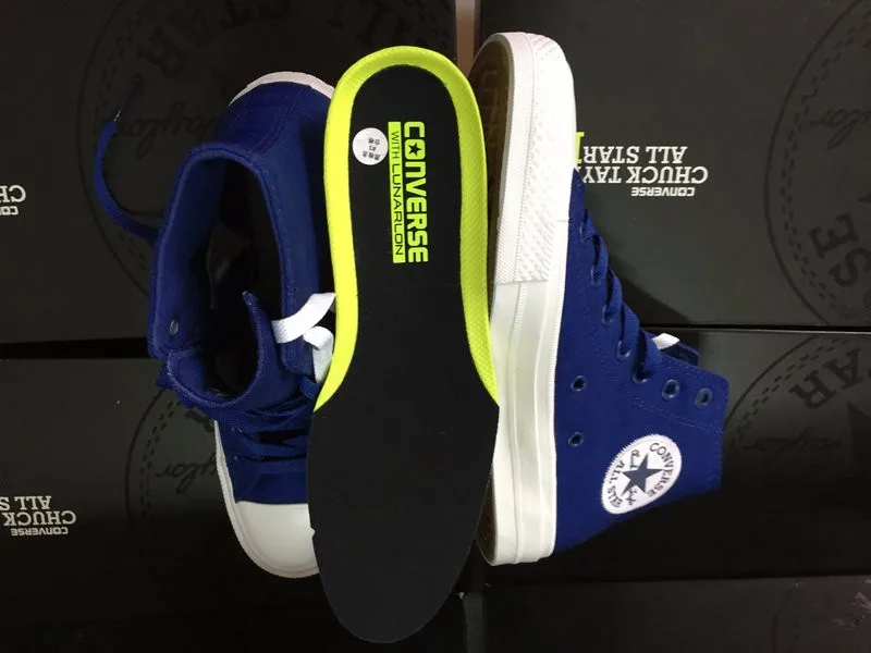 Новинка Converse Chuck Taylor II All Star обувь унисекс Высокие Кроссовки парусиновые синий черный цвет обувь для скейтбординга 150143C