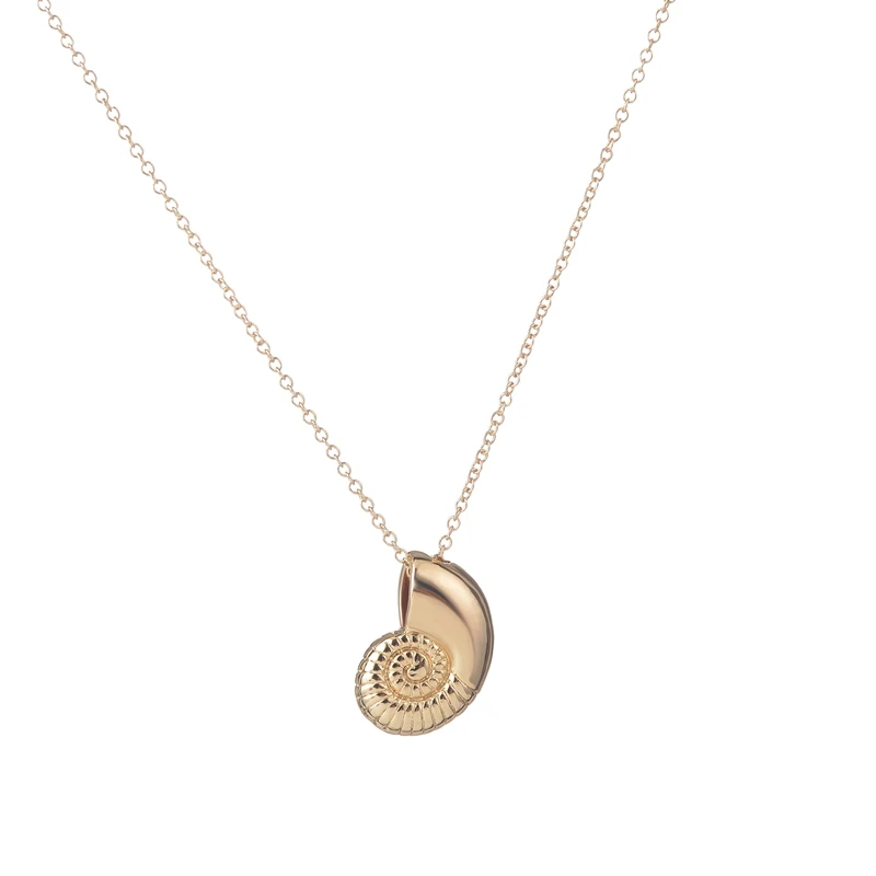 Fashion Ariel Voice Shell Necklace Spiral Swirl Sea Snail Gold Chain
