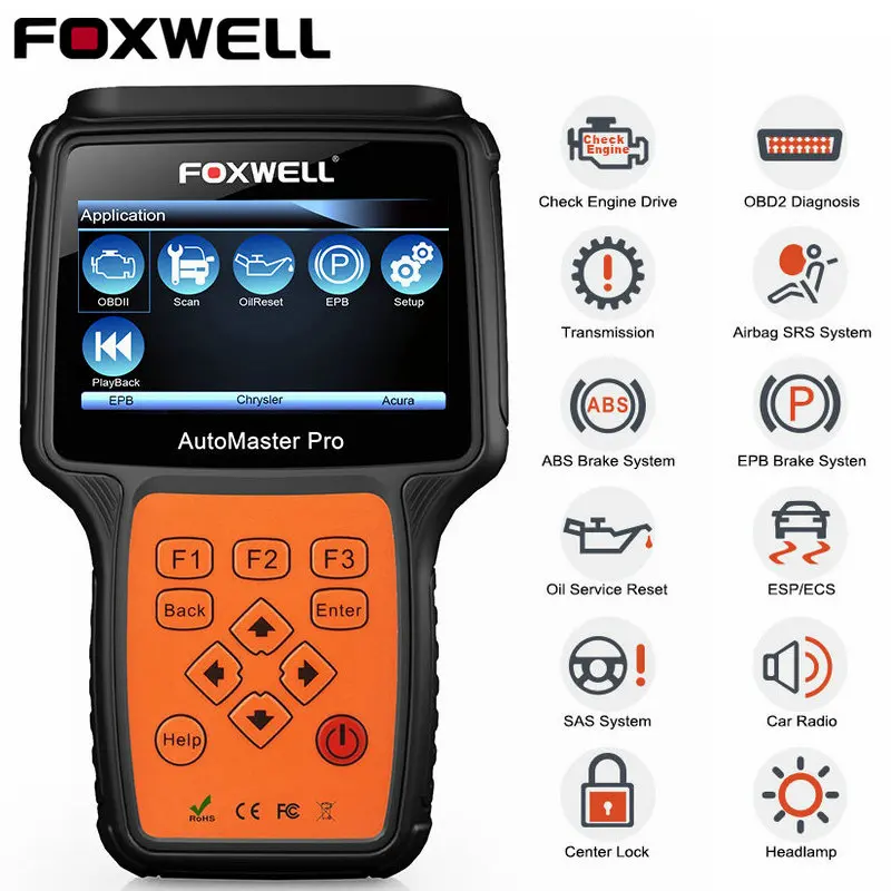 Foxwell NT624 Pro OBD2 ABS Airbag SRS сканер автомобильных полноприводных систем двигатель