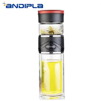 

300ml Portable Sport Tumbler Double Layer Glass Water Bottles Business Men Office Tea Bottles Tea and Water Separation Bottles