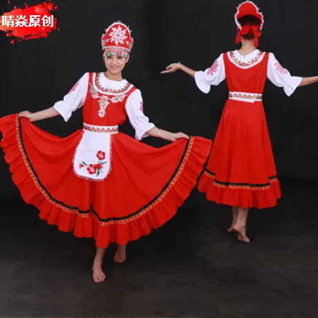 

traditional russian dress costume women maxi dresses national russian dance costumes red long dress