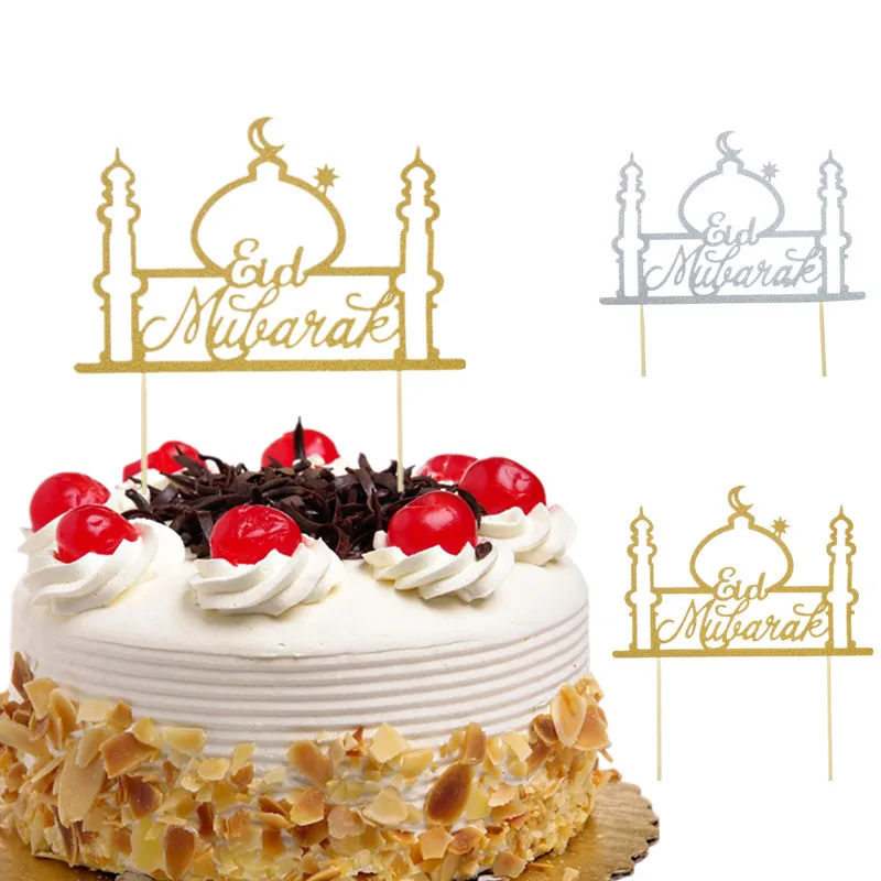 Cake Toppers Eid Mubarak Wedding Baby Shower Birthday Party Ramadan Decor Gold Black 8 Style Cupcake Topper Muslim Eid Baking