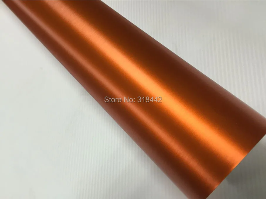 Съемная оранжевая хромированная матовая наклейка с пузырьками без воздуха с размером: 1,52*20 м/рулон бесплатная доставка