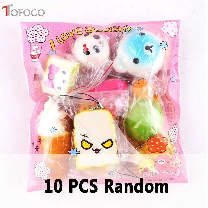 

TOFOCO 10/15/20pcs Kawaii Squeeze Doughnut Ice Cream Squishy Antistress Panda Cake Squishe Food Slow Rising Toys Scented