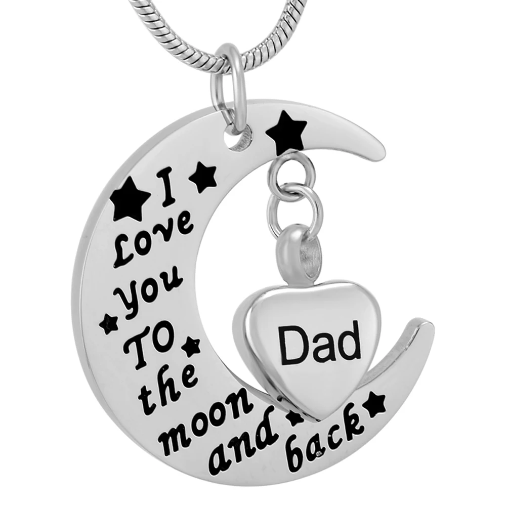 MJD9737 &quotI Love you To the moon and back&quot Папа урна в виде сердца ожерелье кремация ювелирные
