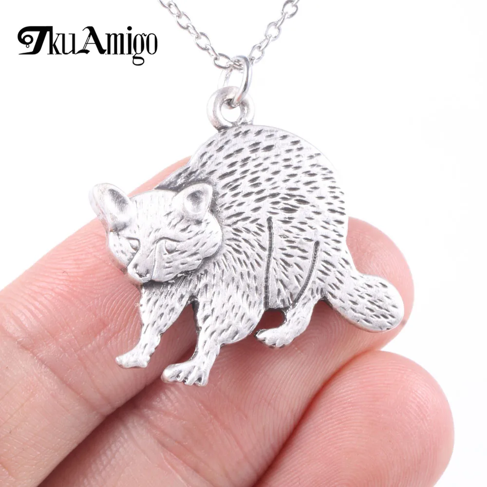 Brilliant Raccoon Necklace Metal Animal Rescue Jewelry Wildlife Lover A168 35*27mm