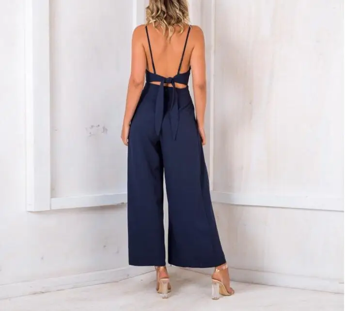 Sexy V Neck Sling Long Boot Cut Jumpsuit Empire Back Bow Jumpsuits Women Plus Size Wide Leg Pants Vacation Beach Playsuits Sexy V Neck Sling Long Boot Cut Jumpsuit Empire Back Bow Jumpsuits Women Plus Size Wide Leg Pants Vacation Beach Playsuits