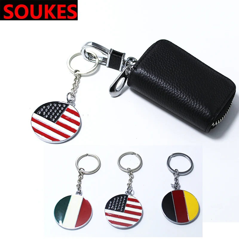 

National Flag Italy Germany USA Car Key Chain Holder For Chevrolet Cruze Aveo Opel Insignia Ssangyong kyron rexton Honda Accord