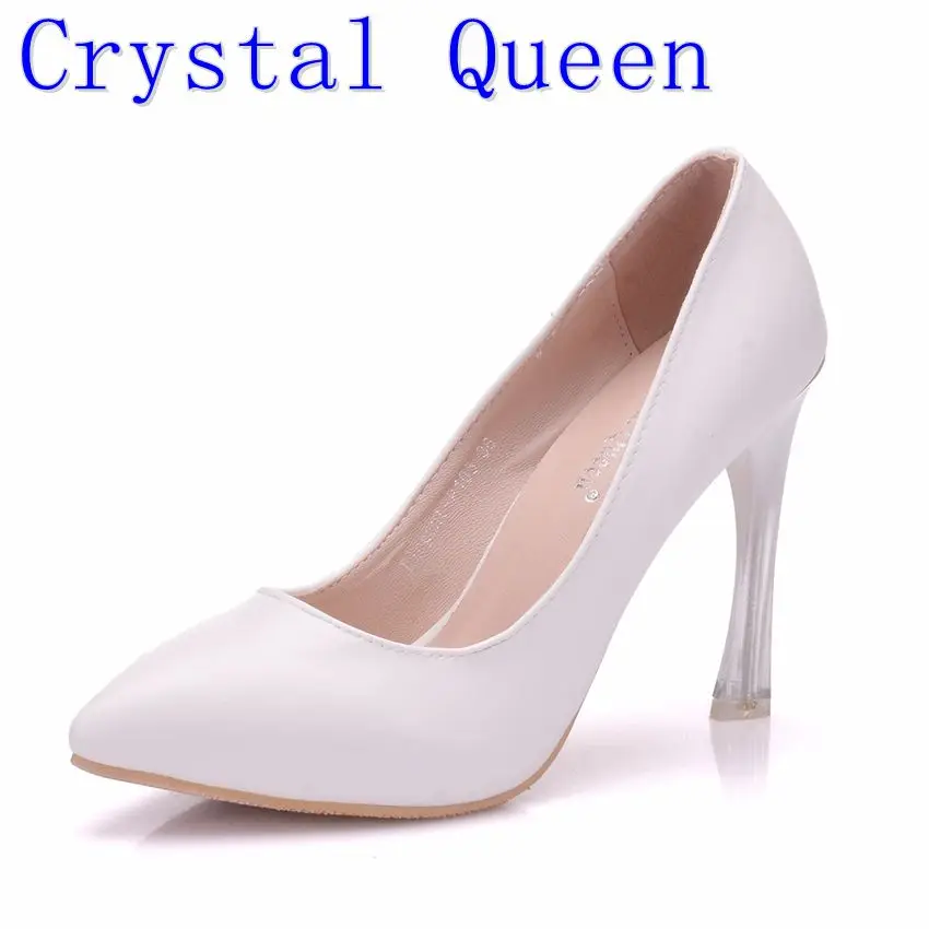 Crystal Queen Style Pumps Sexy White High Heels Crystal Strange Style