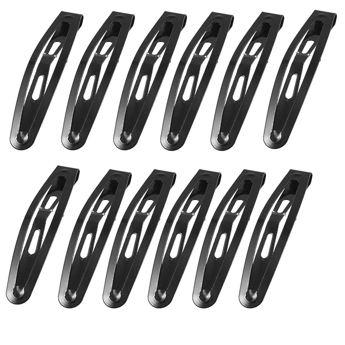 

12 Pcs 1.7" Metal Pure Black Snap Bendy Hair Clips Barrettes for Women