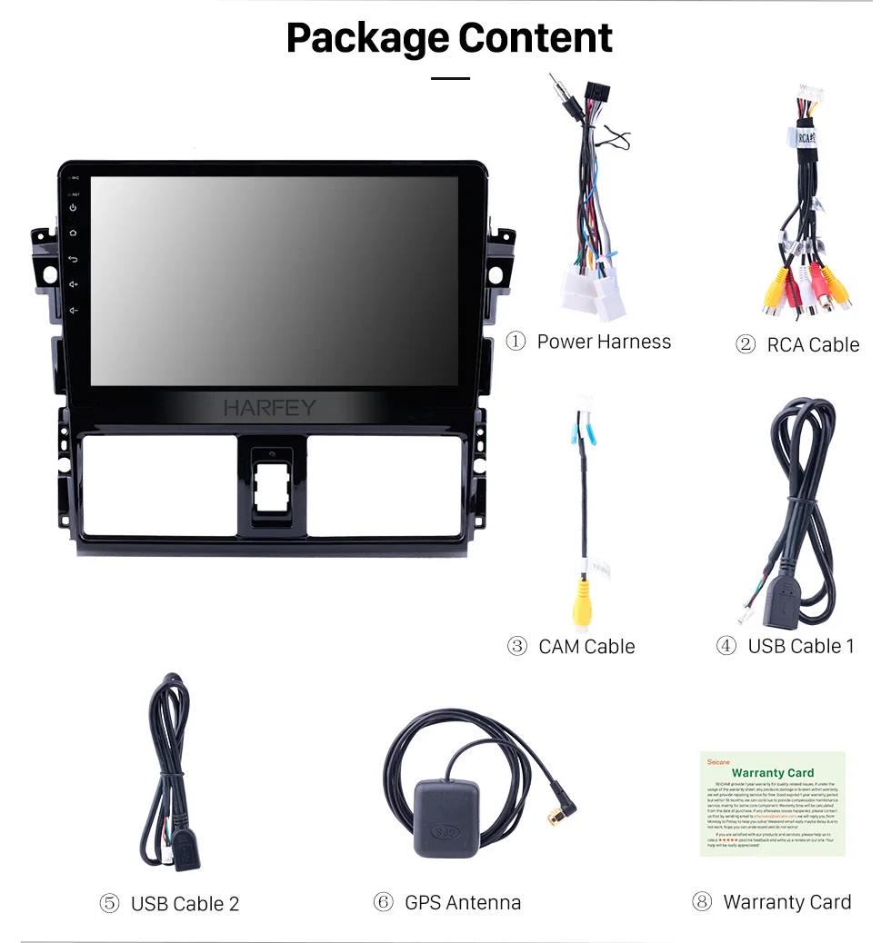 Best Harfey 10.1" Android 6.0/8.1 2Din GPS Car Radio For 2013 2014 Toyota Vios Multimedia Player Head Unit Support Backup Camera 19