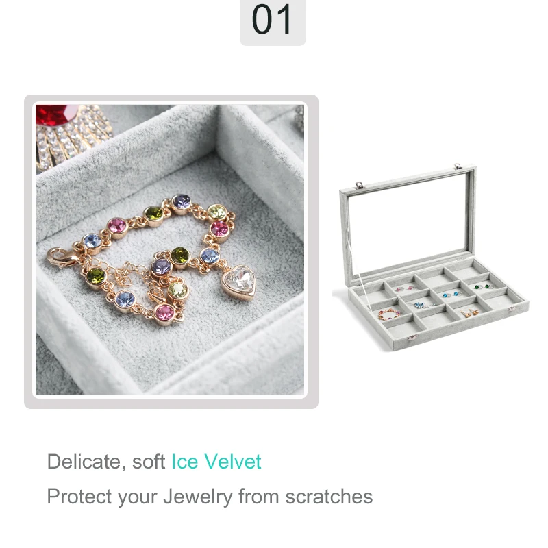 Ice Velvet Jewelry Case Bracelet Casket Jewelry Display Jewelry Organizer Box Ring Organizer Velvet Box Necklace Display A255